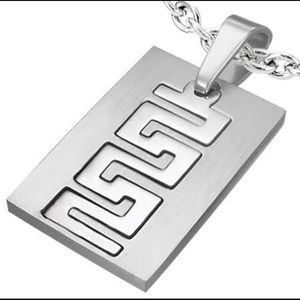 STAINLESS STEEL 2 PIECE GREEK KEY PENDANT